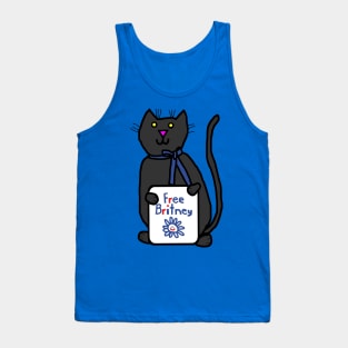 Cute Cat with Free Britney Sign Tank Top